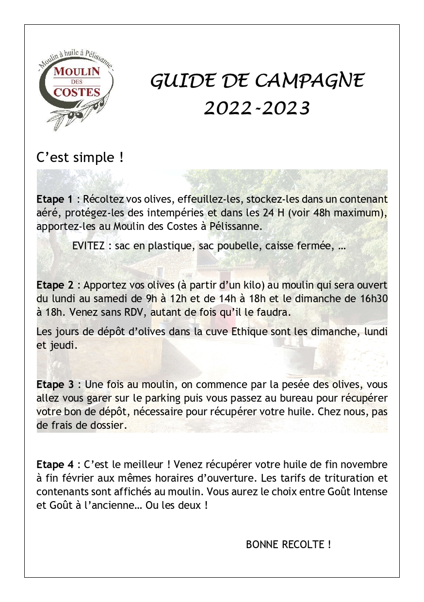 Olivades 2022 – Guide de campagne